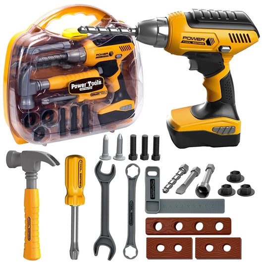Playhiland construction kit with electronic drill for imaginative play