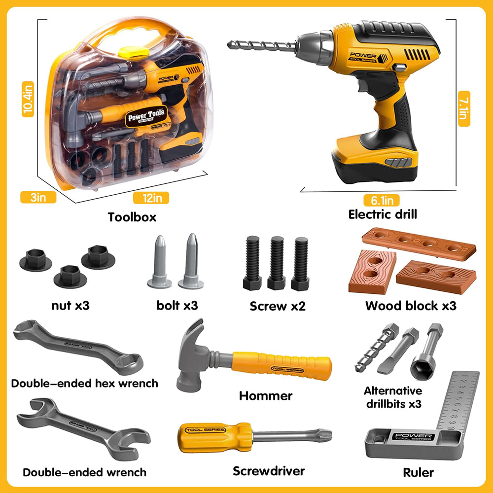 Playhiland interchangeable drill bits for realistic pretend play