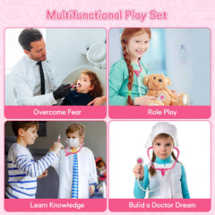 Playhiland pink thermometer with light promotes interactive checkups and color learning.