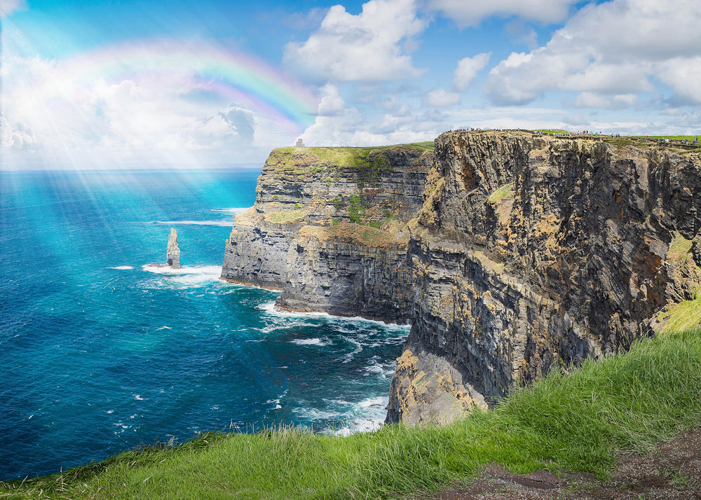 Playjig Ireland Puzzle, Cliffs of Moher rainbow scene, ideal for relaxing evenings.