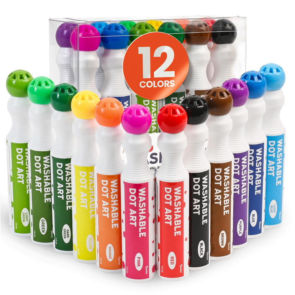 Playkidiz Darice dot markers 12 colors set for toddlers' crafts and early art