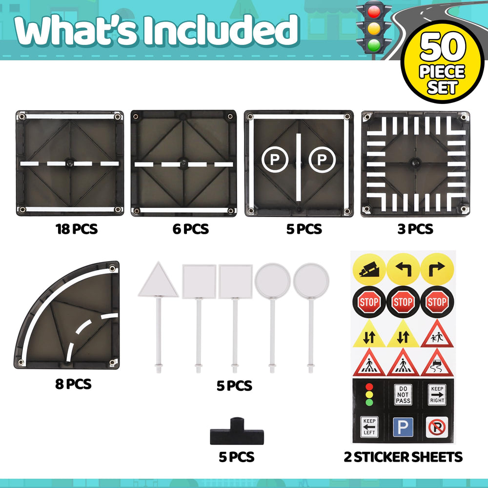 Playmags connectors enable longer, stable tracks and multi-level layouts.
