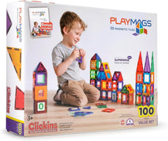 Playmags tiles assemble into vibrant structures, boosting fine motor skills.