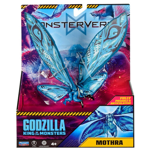 PlayMates MonsterVerse Mothra wings closeup highlights dramatic wing design for display.