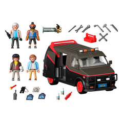 Playmobil A-Team Van rear doors open to access cargo and equipment.