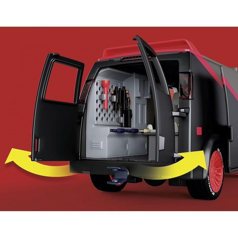 Playmobil A-Team Van side door open for easy figure loading.