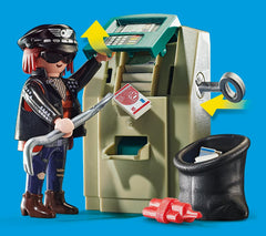 Playmobil bank notes and accessories enhance realistic bank robbery storytelling