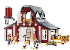 Playmobil Barn with Silo open loft doors enable easy access for storytelling play.