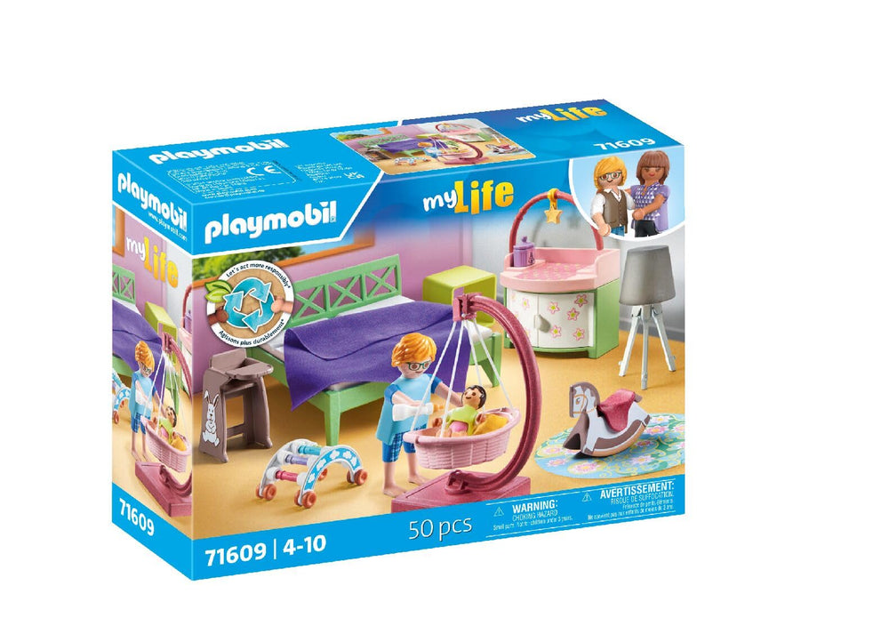 Playmobil Bedroom with Baby Corner hanging bassinet offers safe resting for babies