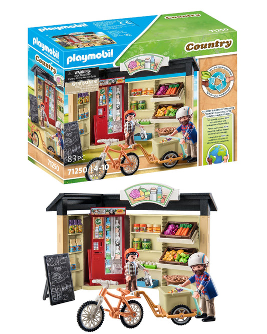 Playmobil Country Farm Shop farm stand for imaginative grocery play.