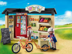 Playmobil Country Farm Shop refrigerated case adds realism to pretend shopping.