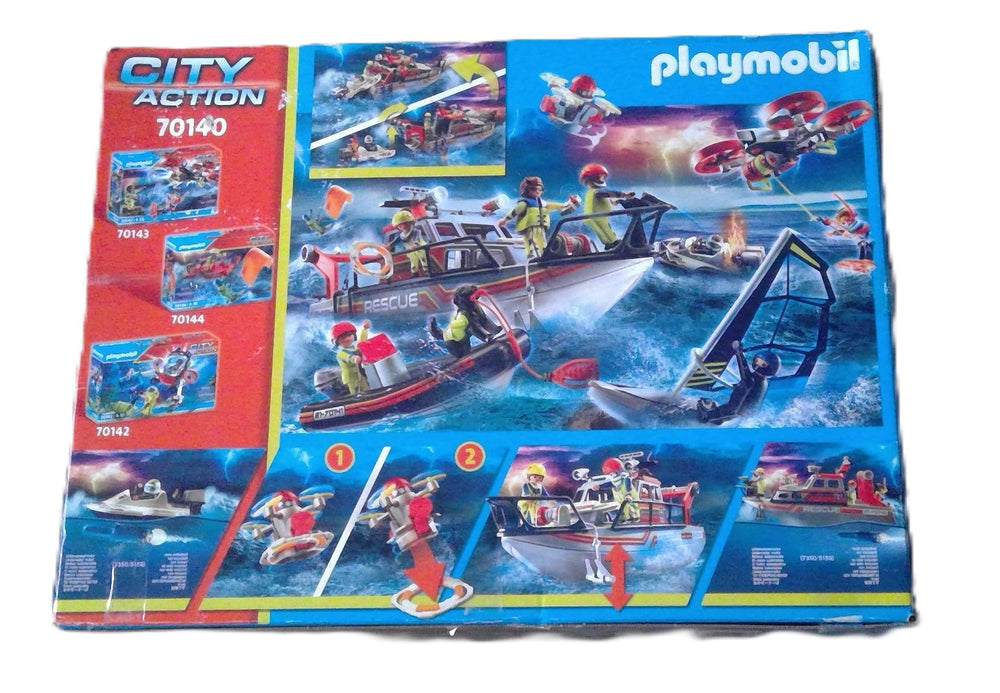 Playmobil Fire Rescue winch tow demonstrates towing capability for stranded vessels.