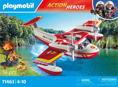 Seaplane floats on water for aquatic rescue play with Playmobil