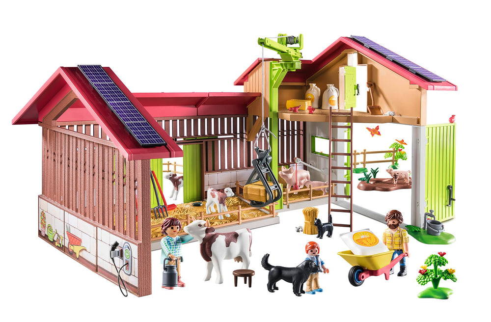 Playmobil Large Farm fencing, ladder, and stool for authentic rural layouts.