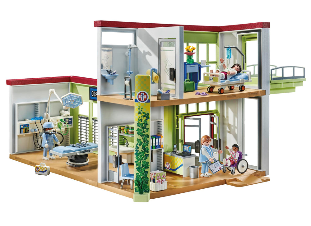 Playmobil Modern Hospital caregivers and patient scene for caretaking play.