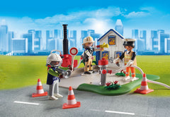Playmobil My Figures: Rescue Mission house front with flaming windows in scene