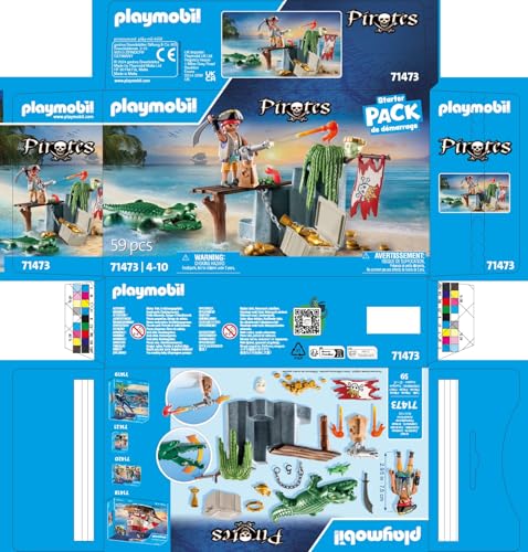 Playmobil pirate with alligator packaging display helps shoppers visualize setup.