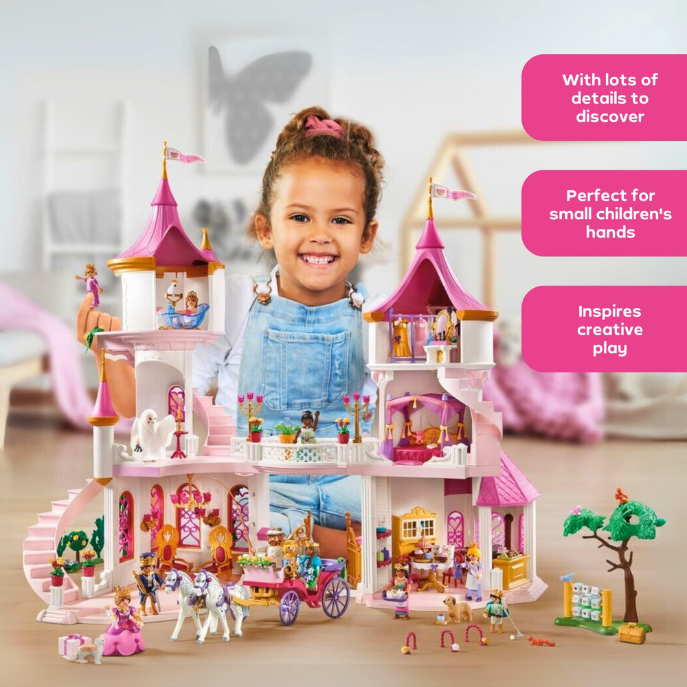 Playmobil Princess Castle spiral staircases spark exploration.