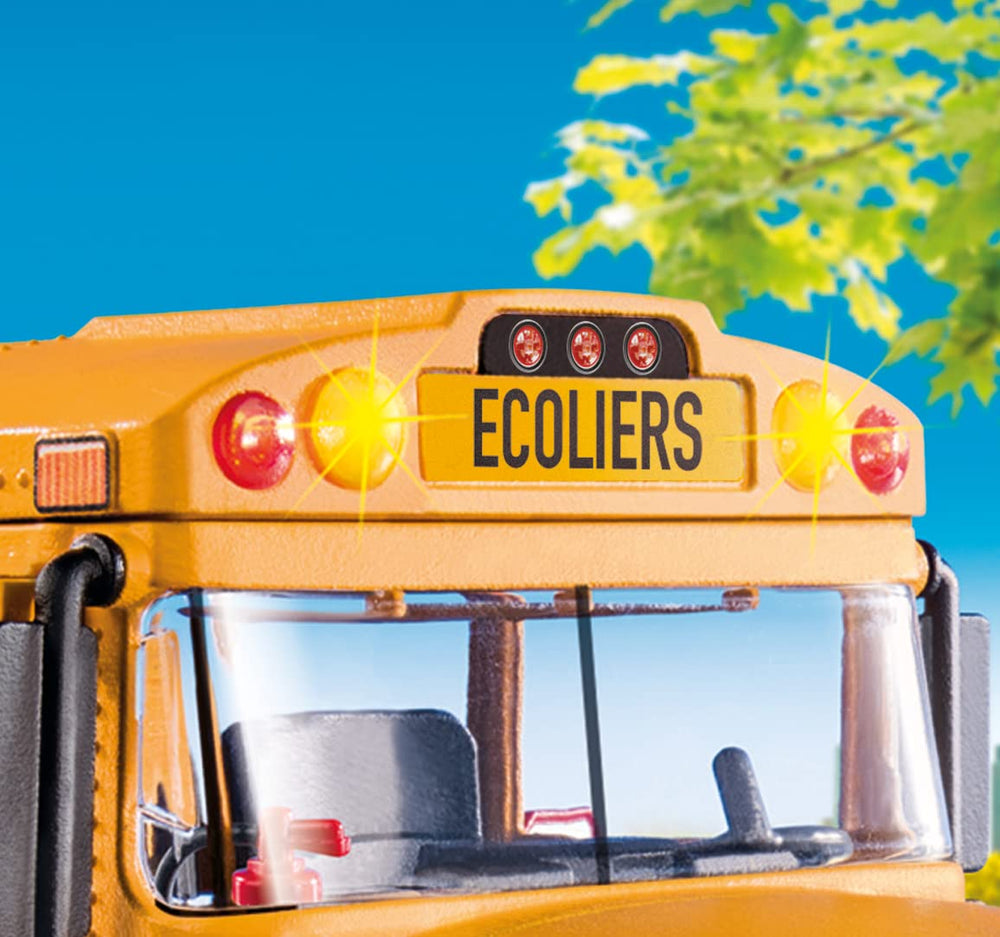 Playmobil School Bus interior seating fits seven figures for group adventures.