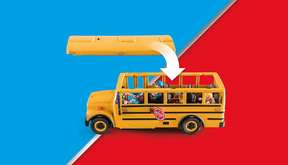 Playmobil School Bus stop sign enhances safe crossing pretend play.