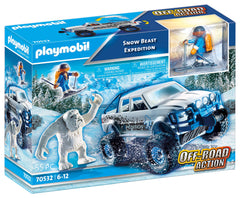 Playmobil Snow Beast Expedition vehicle on icy terrain for thrilling off-road play.
