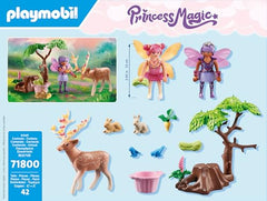 Playmobil Starter Pack Fairies feeding deer with lettuce — encourages nurturing play.