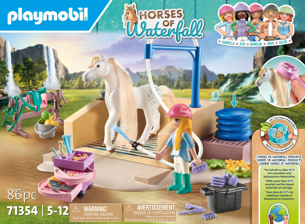 Playmobil waterfall ranch setup invites open-ended adventures and role-play.