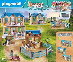 Playmobil Waterfall Ranch stable scene for horse care and grooming pretend play.