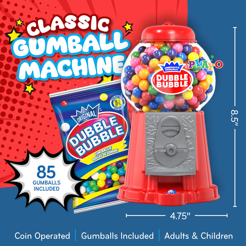 Playo gumball machine red dispensing action shown for kids' party centerpiece