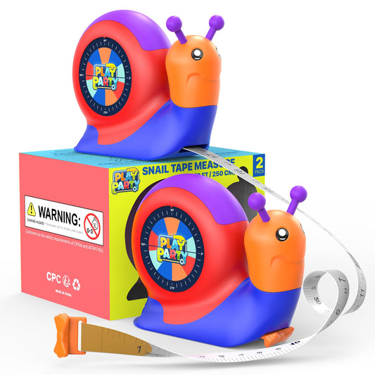 PLAYPARTY snail-shaped tape measure retractable for safe, hands-on learning.