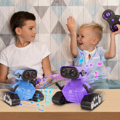 Playsheek Emo Robot plays built-in songs for sing-along moments.