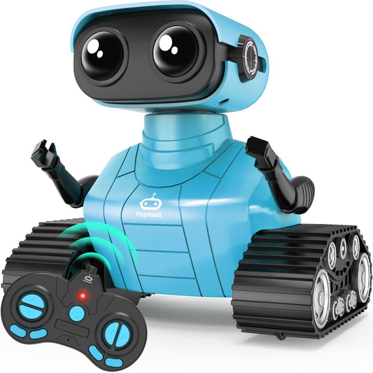 Playsheek Robot Toy blue front view for kids' active play.