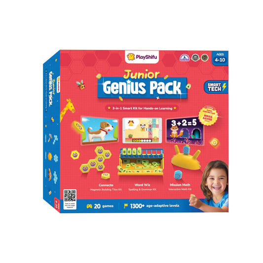 PlayShifu Junior Genius Pack box front ready for STEM learning adventures.