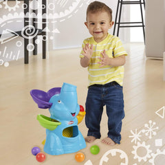 Playskool Elefun Busy Ball Popper tummy action with balls returning for quick repeats.