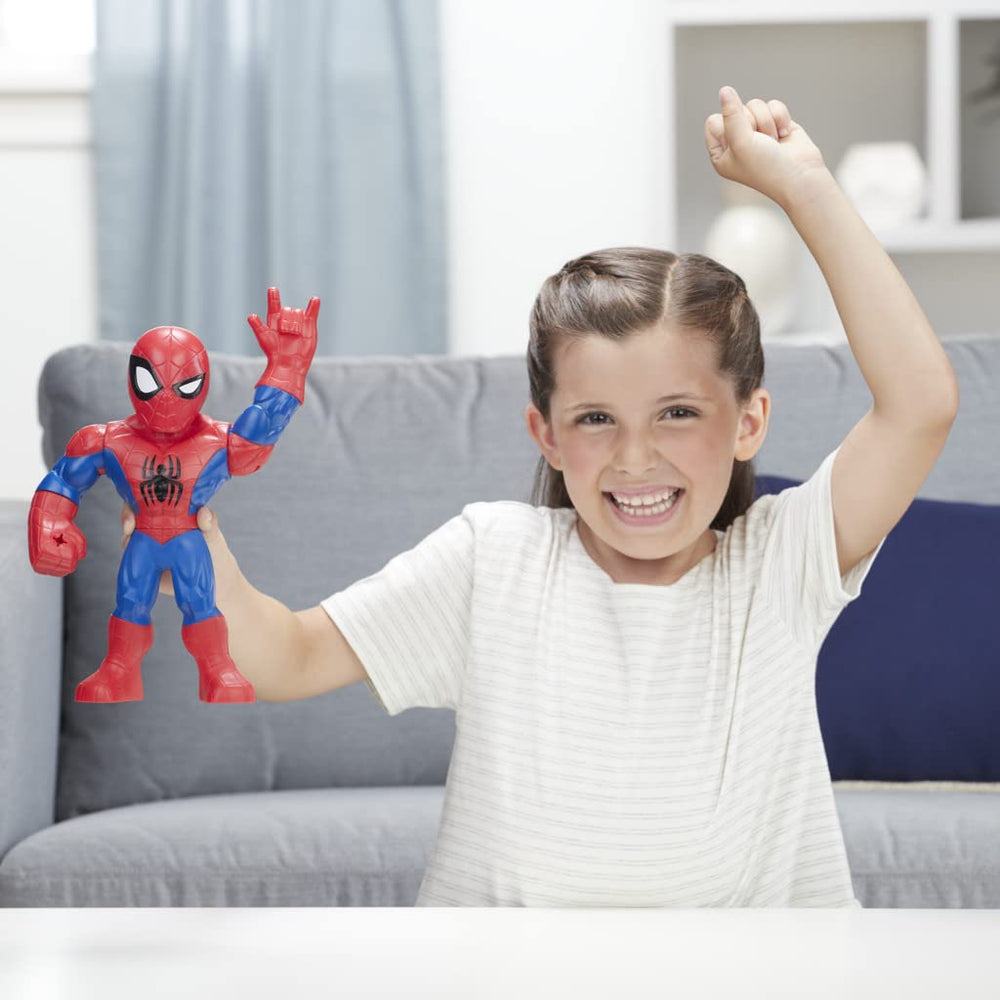 Playskool Heroes Spider-Man Mega Mighties fits on shelves for display after play.