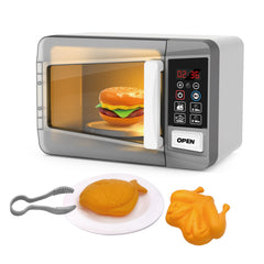 Playssnior Bojia microwave toy oven for imaginative play and fine motor skill practice.