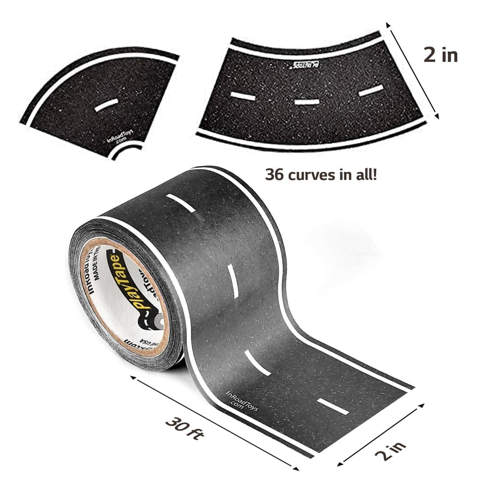 PlayTape curves bundle enables flexible racetrack layouts for kids.