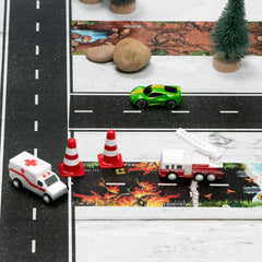 PlayTape Dirt Road roll creates rugged terrain paths for imaginative play.