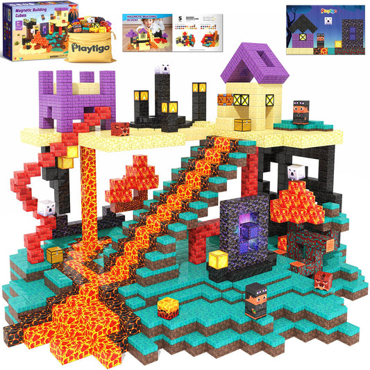 Playtigo 154-piece magnetic blocks for imaginative, STEM-focused play.