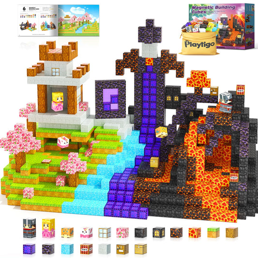 Playtigo magnetic blocks forest scene—boosting imagination and fine motor play.