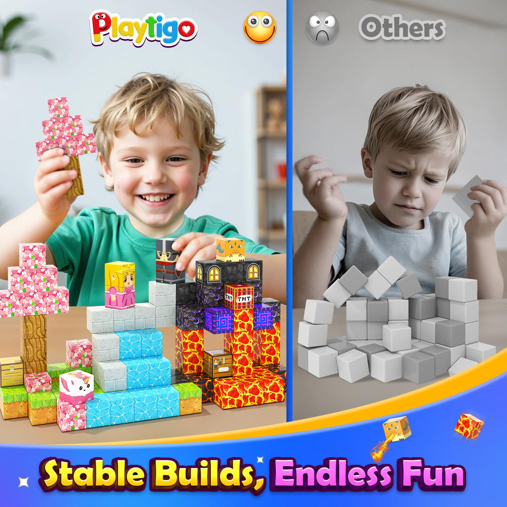 Playtigo magnetic blocks kids building, hands-on STEM fun and improves coordination.