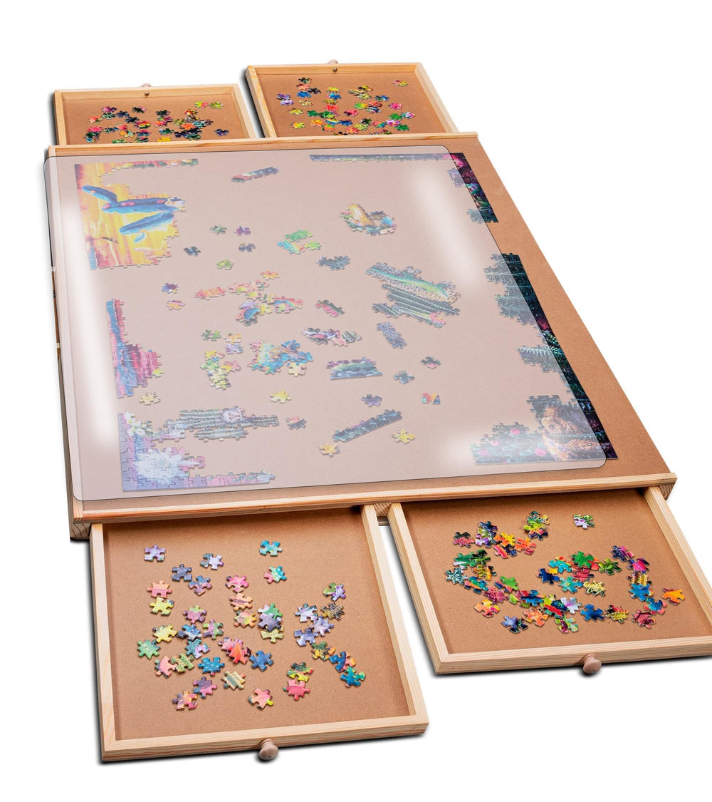 PlayVibe puzzle board with drawers and cover keeps pieces organized for family puzzle nights