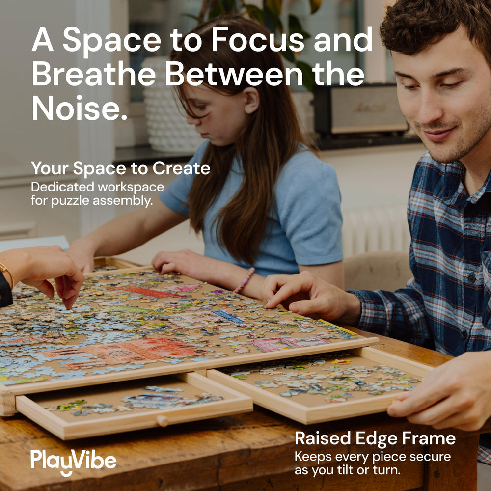 PlayVibe wooden puzzle board surface showing sturdy finish