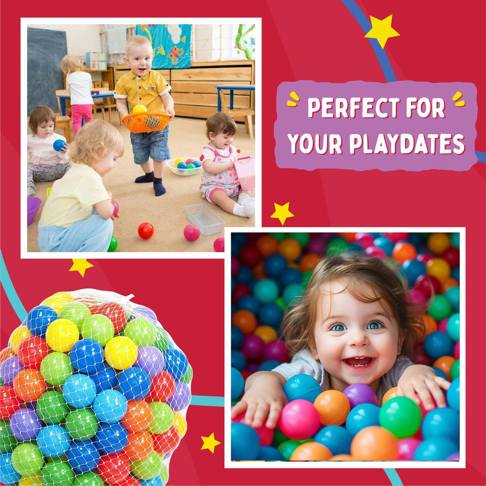 Playz crush-proof ball pit balls designed to withstand active play