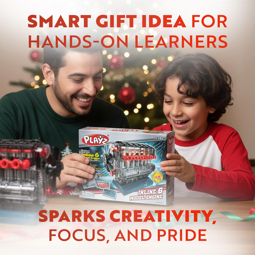 Playz Inline 6 engine model kit emphasizes motion and imagination during build
