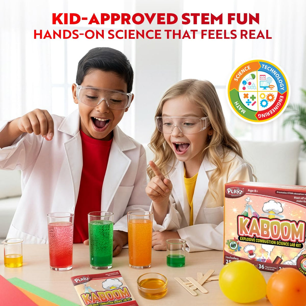 Playz Kaboom balloon rocket experiment shows hands on STEM learning in action