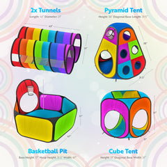 Playz rainbow 21in crawl tunnel invites safe exploration.