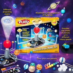 Paint set and brush enable kids to customize planetary visuals.