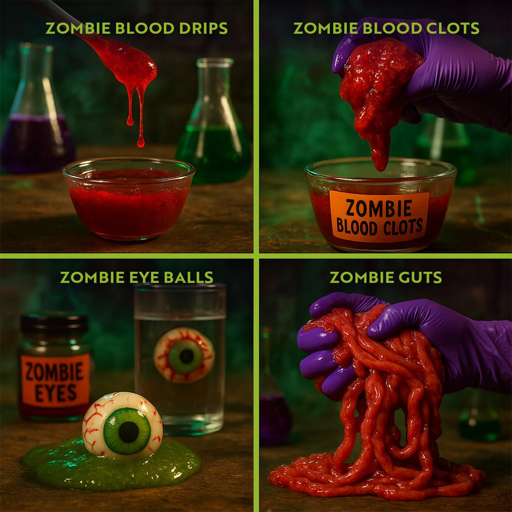 Playz zombie poop instruction guide image showing easy steps for kids.