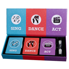 Plearn Pieces Sing, Dance, Act prompt card for quick party performances and laughs.